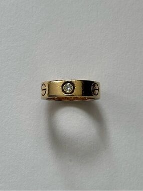 Cartier Love Ring Classic Model 3 Diamonds 18K Yellow Gold Size 50 / US 5.25